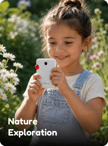 A child using GigglePal as an exhibition guide