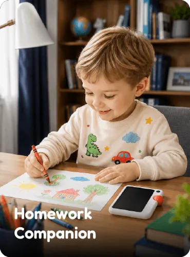 A child using GigglePal as a homework companion