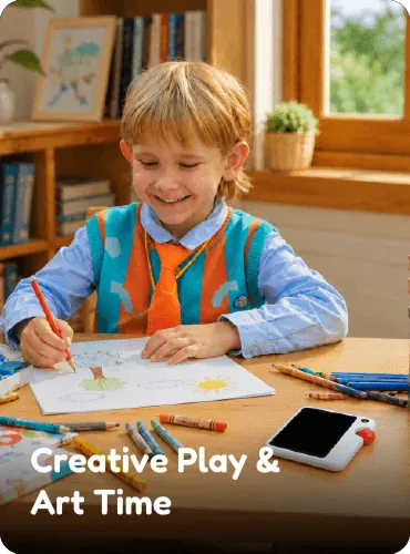 A child using GigglePal as a drawing companion