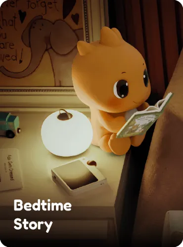 A child using GigglePal as a bedtime story companion